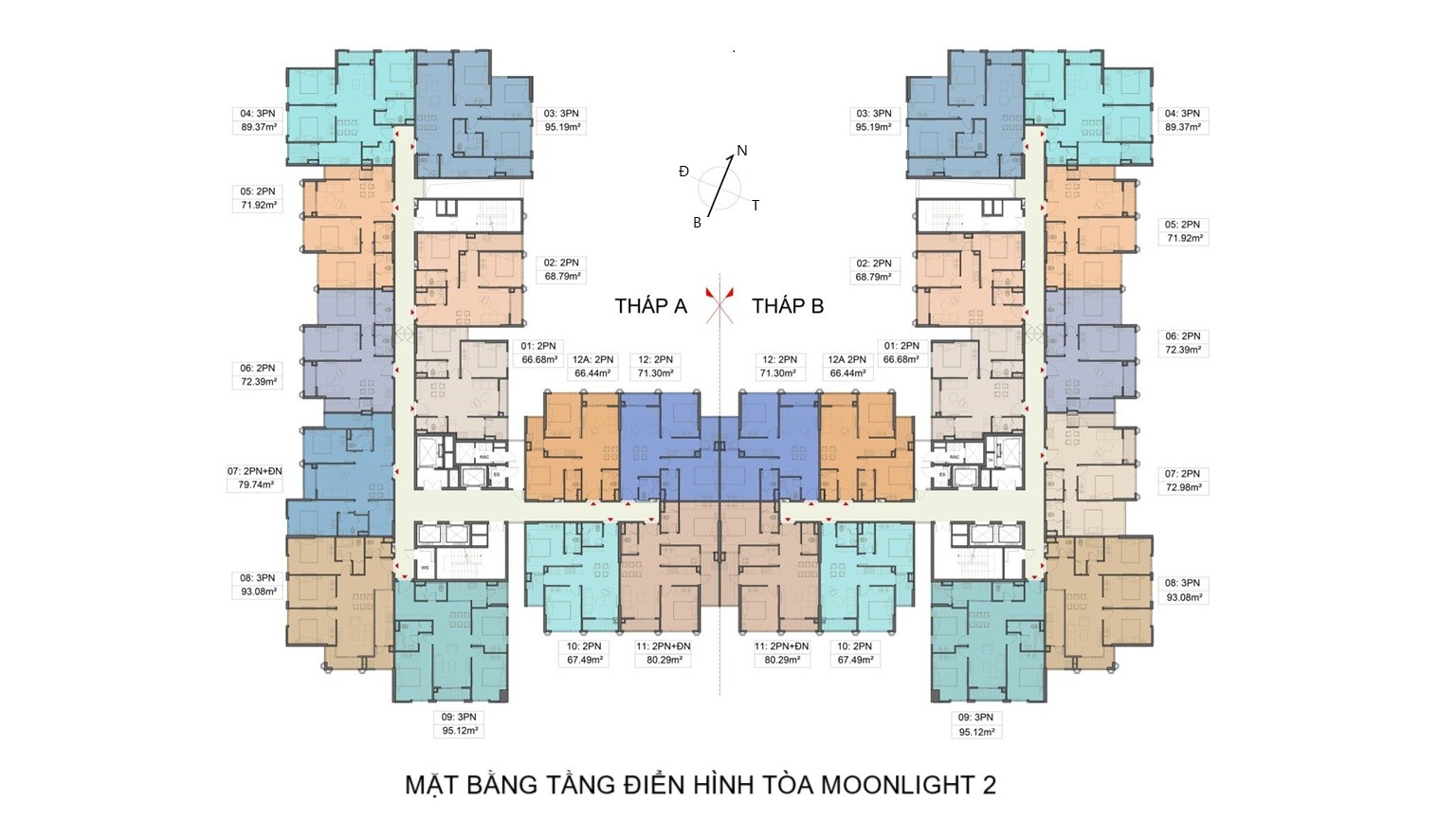 Mặt bằng tầng chung cư Moonlight 2 An Lạc
